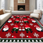 Christmas Gnome Red Snowflake Festive Rug