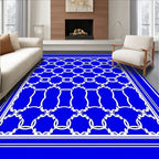 Vibrant Blue Interlocking Chain Rug