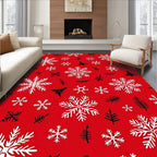 Crimson Snowflake Pine Sprig Yuletide Rug