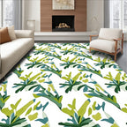 Abstract Green Blue Leaf Branches Rug