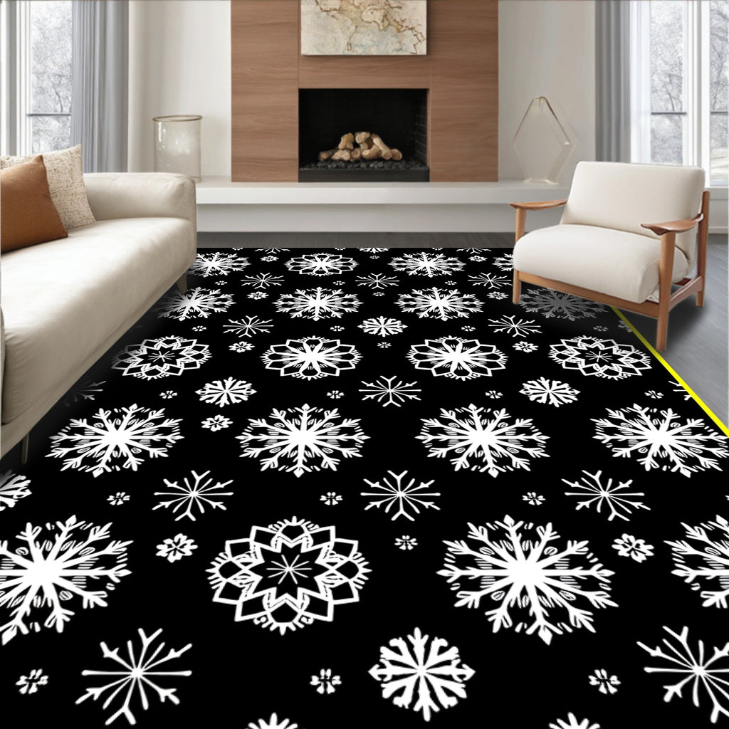 White Snowflake Winter Wonderland Rug