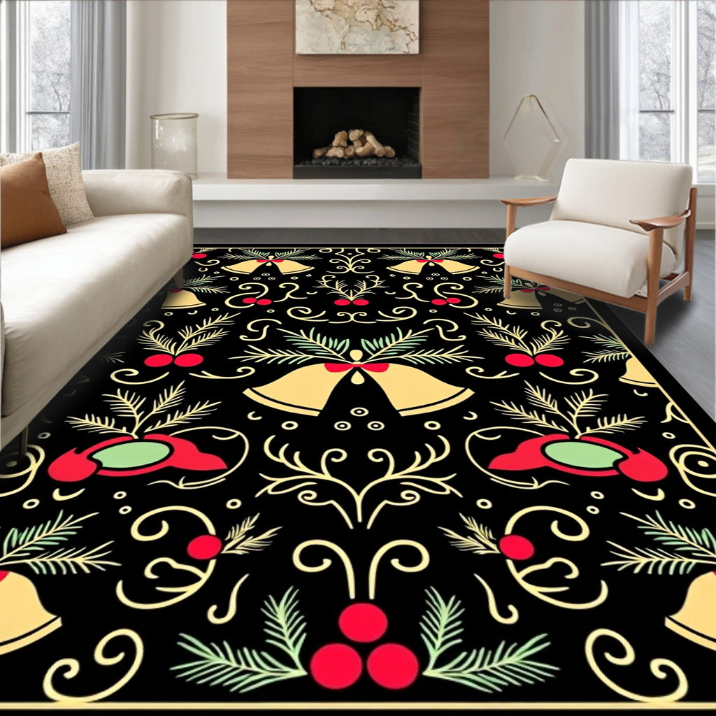 Black Red Gold Bell Holly Rug