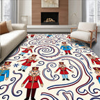 Festive Red Blue Soldier Swirl Rug