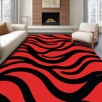 Bold Red Black Zebra Stripe Rug