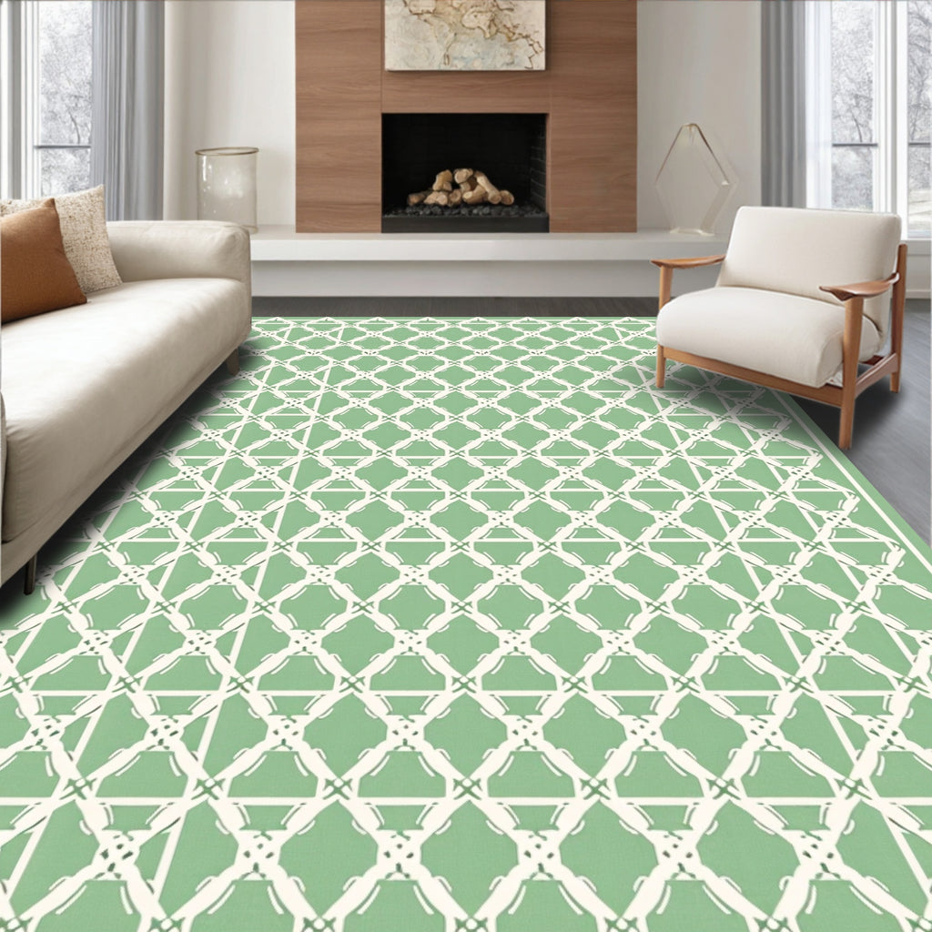 Mint Green Lattice Trellis Rug