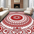 Crimson Radiating Mandala Medallion Rug
