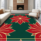 Crimson Floral Laurel Border Rug