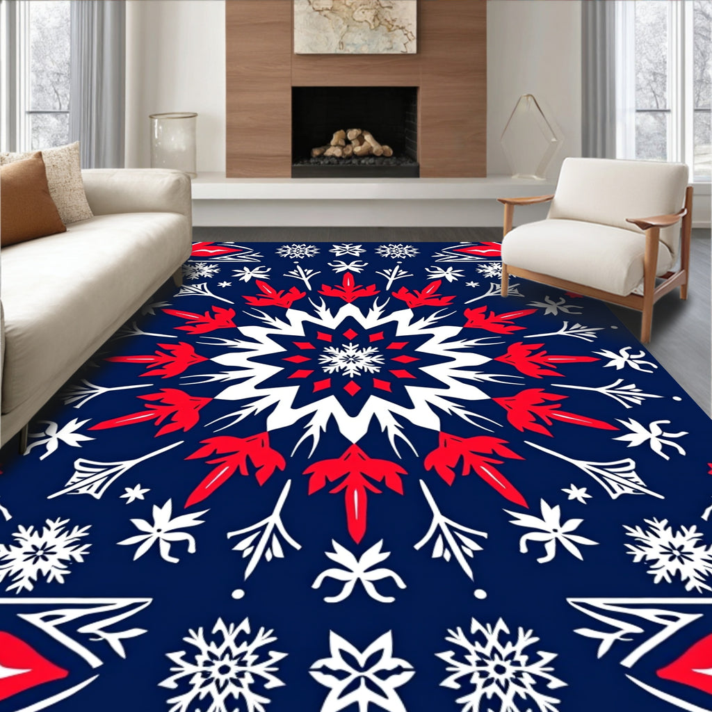 Foliage Snowflake Medallion Navy Rug