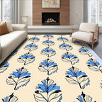 Bold Blue Floral Botanic Meadow Rug
