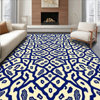 Cream Navy Abstract Lattice Rug