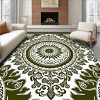 Olive Green Traditional Mandala Medallion Rug