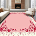 Crimson Floral Lace Border Rug