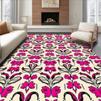 Vibrant Pink Floral Damask Rug