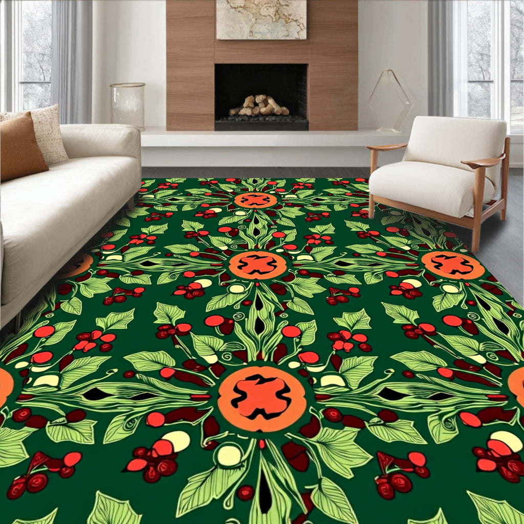 Emerald green botanical medallion Rug