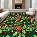Emerald green botanical medallion Rug
