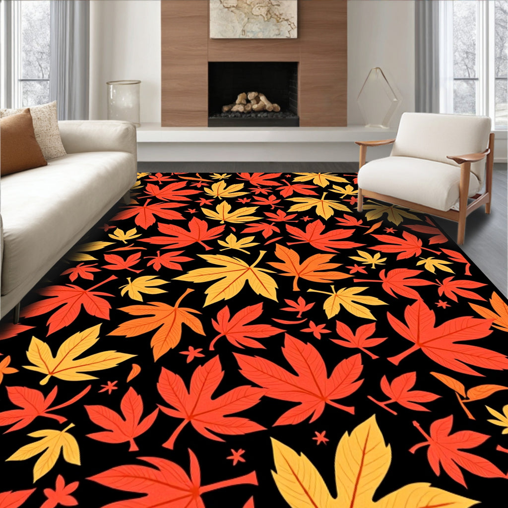 Autumn Leaves Red Gold Scatter Rug