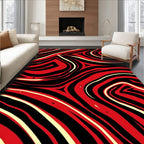 Crimson Black Swirling Marble Rug