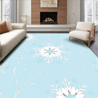 Light Blue Snowflake Branch Art Rug