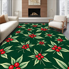 Festive Red Berry Leaf Cluster Rug