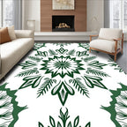 Deep Green Radial Starburst Mandala Rug