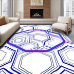 Deep Blue Geometric Hexagon Overlay Rug