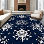 Navy White Snowflake Cluster Rug