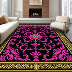 Vintage Pink Floral Gold Border Rug