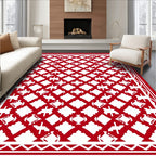 Crimson White Interlocking Diamond Lattice Rug