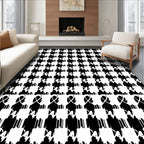 Black White Houndstooth Geometric Composition Rug