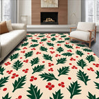 Festive Holly Berry Leaf Cluster Accent Rug