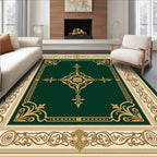 Emerald Green Golden Filigree Border Rug