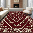 Burgundy Cream Floral Intricate Mandala Rug