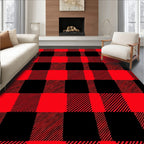 Bold Red Black Buffalo Check Plaid Rug