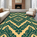 Teal Yellow Damask Medallion Arrangement Rug