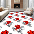 Crimson Berry Botanical Cluster Rug