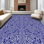 Deep Blue Woven Lines Mandala Rug