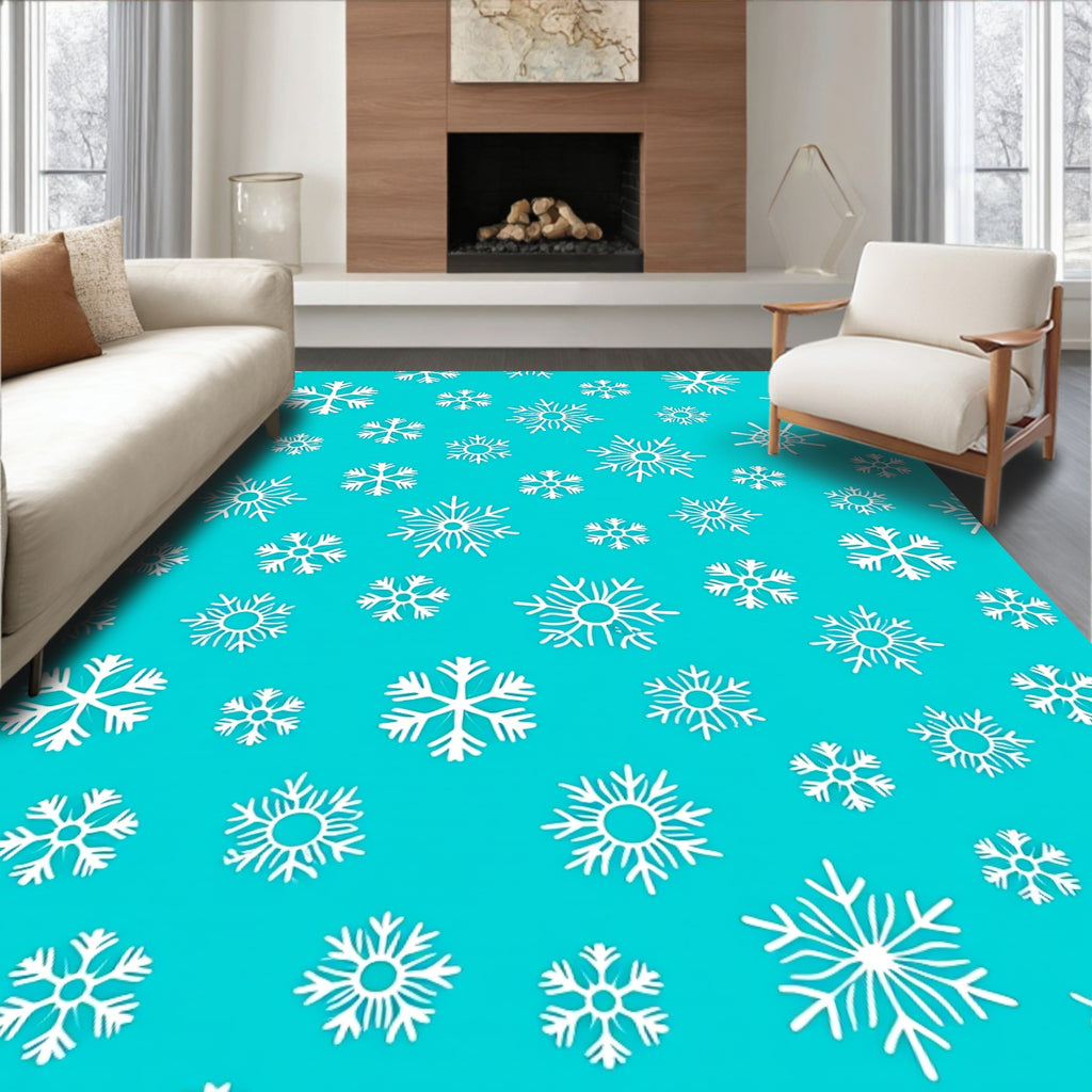 Arctic White Snowflake Scatter Rug