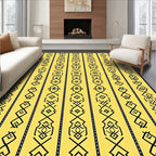 Yellow Black Tribal Stripe Collection Rug
