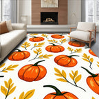 Autumn Orange Pumpkin Leaf Collage Rug