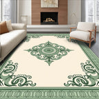 Neo-Classical Green Oval Medallion Rug