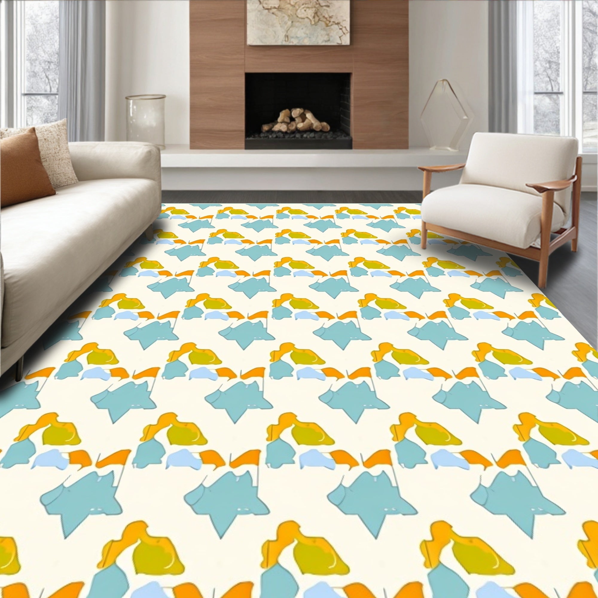 Retro Abstract Shape Mosaic Rug