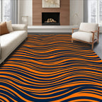 Vibrant Orange Wave Lines Rug