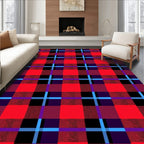 Classic Red Blue Plaid Tartan Squares Rug