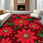 Bold Red Floral Medallion Garden Rug