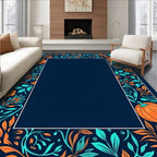Autumn Pumpkin Floral Border Rug