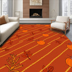 Autumn Orange Pumpkin Leaf Stripe Rug