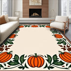 Orange Pumpkin Autumn Border Rug