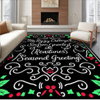 Christmassy Red Green Holly Calligraphy Rug