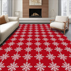 Red Snowflakes All Over Rug