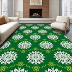 Emerald White Snowflake Garland Rug